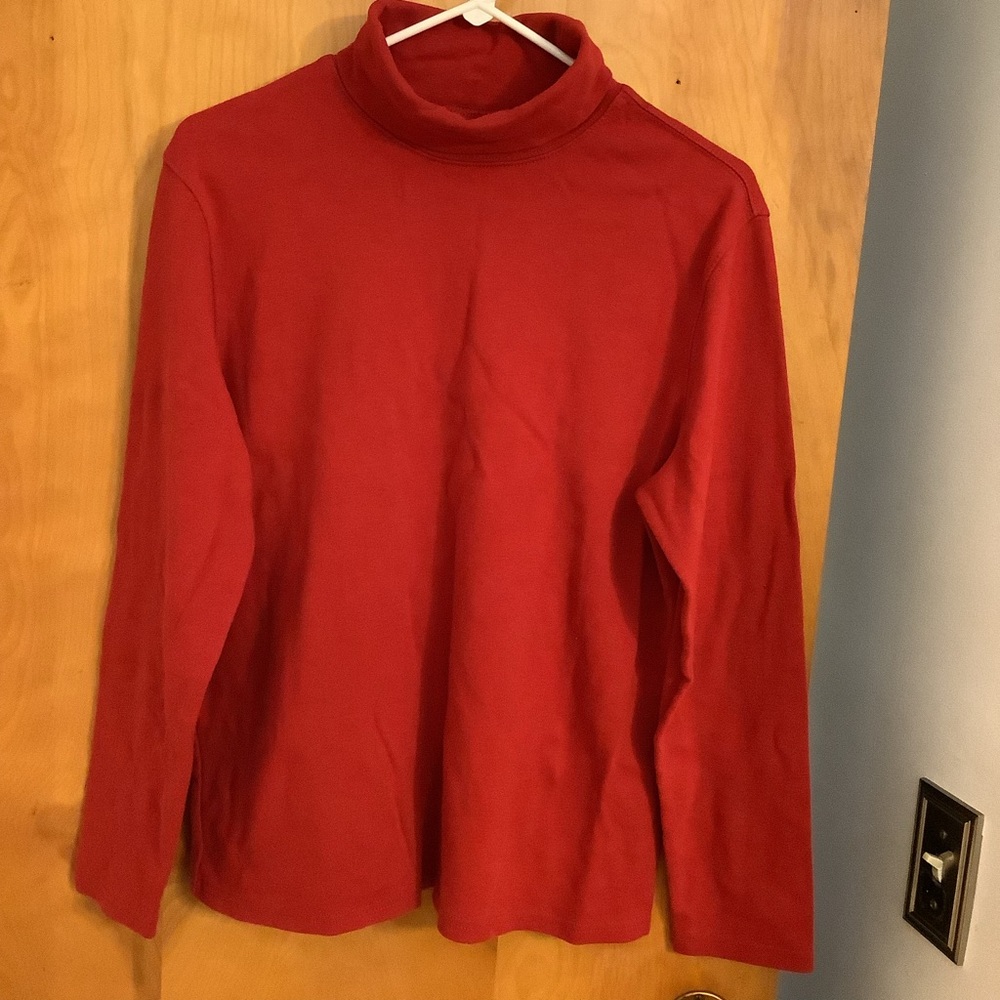 Red Turtleneck Long Sleeve Top